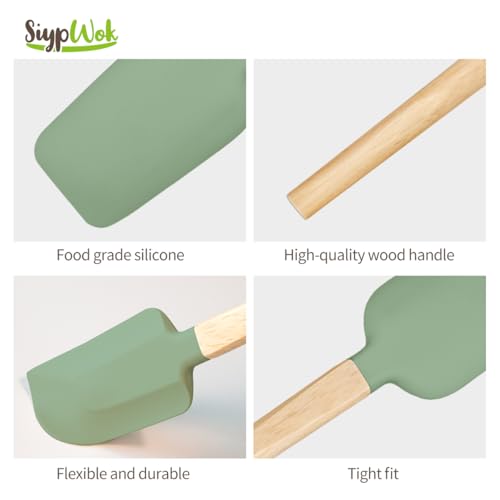 Silicone Spatula Set, Food Grade Rubber Spatula-4 Piece Nonstick Rubber Spatulas, Spoonula, Jar Scraper for Cooking, Baking, Mixing, Frosting - Heat Resistant Up to 600°F (4 Pcs Spatula Green) - color: Green