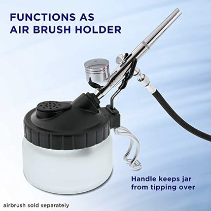 Master Airbrush 13 Piece Airbrush Cleaning Kit - Glass Cleaning Pot Jar with Holder, 5 pc Cleaning Needles, 5 pc Cleaning Brushes, 1 Wash Needle, & How to Link Card - size: 9 Ounce