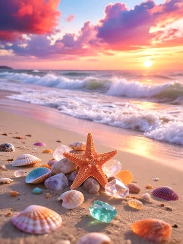 Muzagroo Paint by Numbers Oil Painting Kits for Adults DIY Beach Oil Painting for Beginners Hand Crafts Kits with Brushes and Acrylic Paints 16x20 inches (Beach) - color: Beach