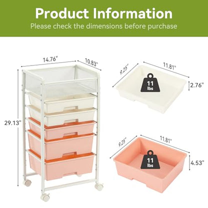 Rolling Craft Cart with 5 Drawers, Art Craft Organizers and Storage with Lockable Wheels, Rolling Utility Cart for Organizing Arts and Crafts,Yarn,Toy, School Supplies, Nail Product, Sewing Supplies - size: 5-Drawers(1 PacK)