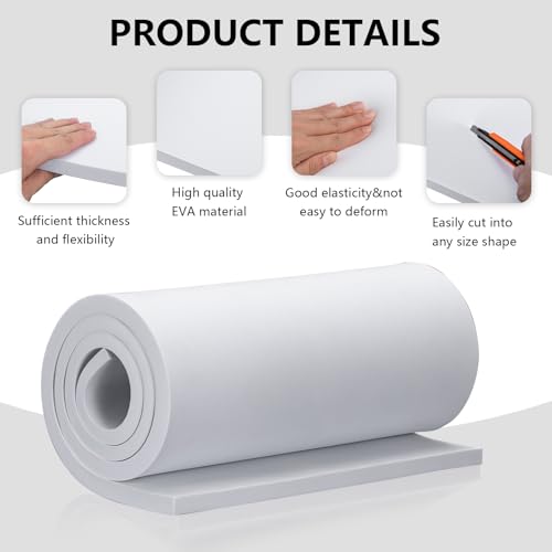 15mm Thick White Eva Foam Cosplay Sheets roll, 13.9" x 39" Premium eva Craft Foam for Cosplay Costume by MEARCOOH - color: White, size: Thickness-15mm