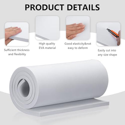 15mm Thick White Eva Foam Cosplay Sheets roll, 13.9" x 39" Premium eva Craft Foam for Cosplay Costume by MEARCOOH - color: White, size: Thickness-15mm