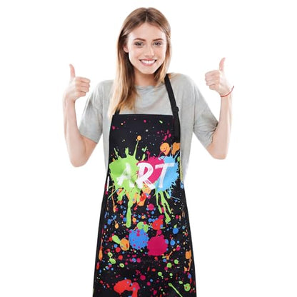 Painting Artist Apron with Pockets, Waterproof Painting Aprons for Adults, Adjustable Art Apron Bib Apron - color: Style 4