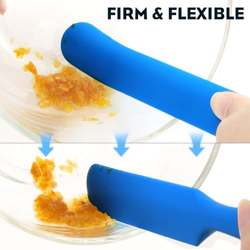 3pcs Silicone Jar Spatulas 10in Long Skinny Heat-Resistant, Narrow Spatula Set for Scraping Peanut Butter, Sourdough, Jam in Small Containers, Blenders & Baking (Black & Red & Blue) - color: Black & Red & Blue