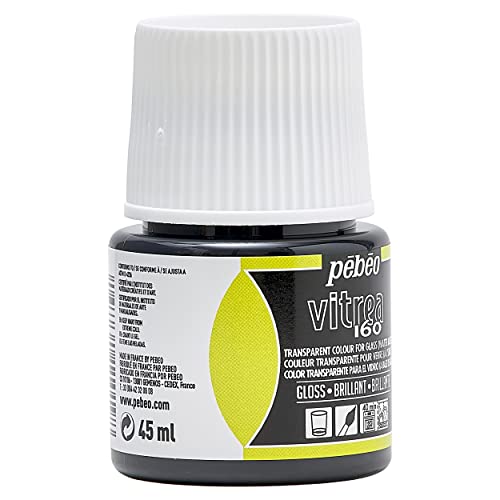 Pebeo Vitrea 160, Glossy Glass Paint, 45 ml Bottle - Ink Black - color: Ink Black