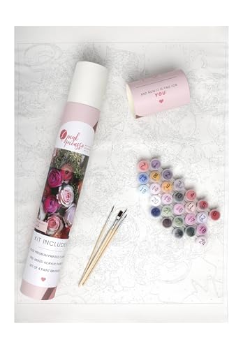 Pink Picasso Paint by Number Kit, for Adults & Teens,16x20, Radiant Rose | Botanical Floral Collection, Acrylic Paints and Brushes included, Pre-printed high quality canvas, DIY art kit, Gift-ready - color: Radiant Rose