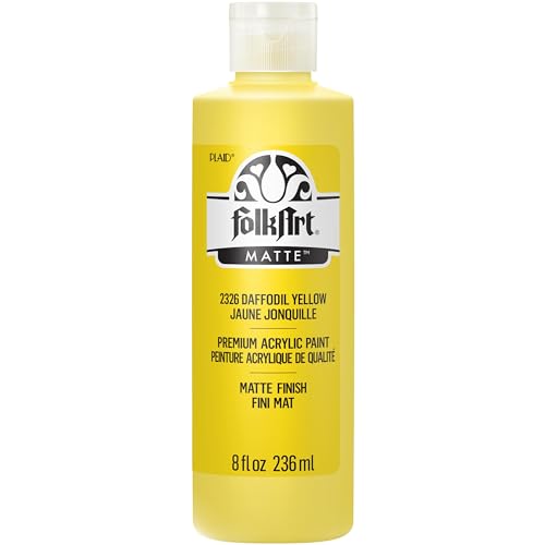 FolkArt Acrylic Paint, 8oz, Daffodil Yellow - color: Daffodil Yellow, size: 8 Fl Oz (Pack of 1)