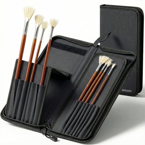 DUGATO Long Brush Holder & Organizer, Canvas Case 5.7 x 14.8 in, Black - color: Black, size: Large 5.7x14.8 inches