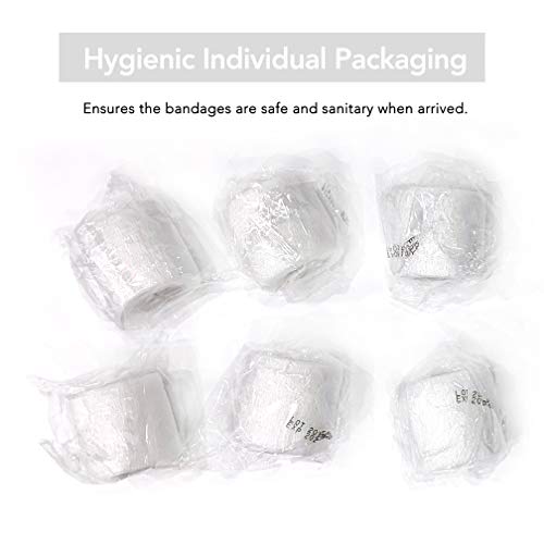 RISEN Cohesive Bandage 2” x 5 Yards, 6 Rolls, Self Adherent Wrap Medical Tape, Adhesive Flexible Breathable First Aid Gauze Ideal for Stretch Athletic - color: White, size: 6 Count (Pack of 1)