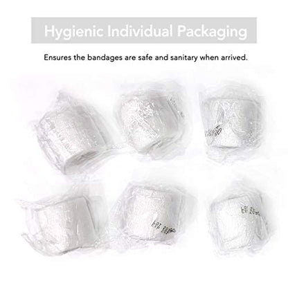RISEN Cohesive Bandage 2” x 5 Yards, 6 Rolls, Self Adherent Wrap Medical Tape, Adhesive Flexible Breathable First Aid Gauze Ideal for Stretch Athletic - color: White, size: 6 Count (Pack of 1)