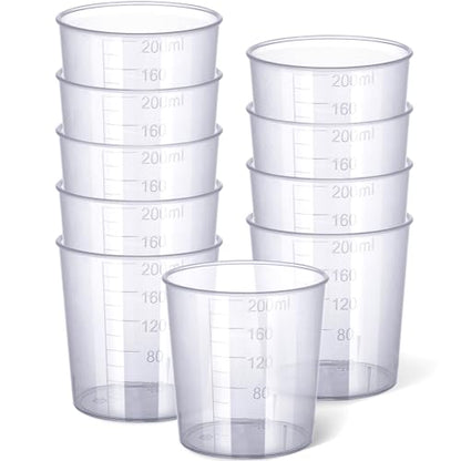 Gartful 200ml Large Measuring Cup - 10 Pack, 6.8oz Plastic Graduated Cups for Resin Epoxy Casting Making, Slime Making, Paint Pouring, Chemical Resistant - size: 200ml
