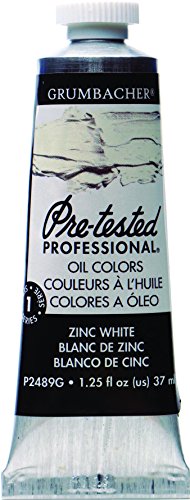 Grumbacher Pre-Tested Oil Paint, 37ml/1.25 Ounce, Zinc White (P2489G) - color: Zinc White, size: 1.25 Ounce (Pack of 1)