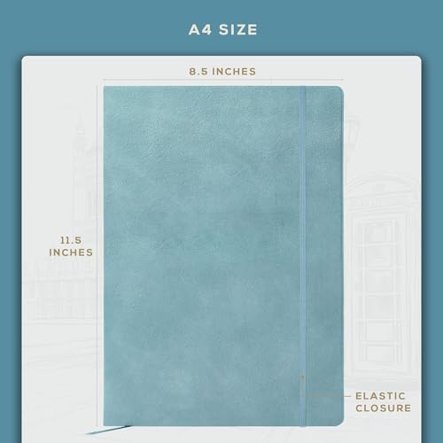 Beechmore Books A4 8.5x11 Mixed Media Sketchbook 160 GSM/98LB with Gift Box - color: Arctic Teal, size: A4 - 8.5" x 11.5" Large