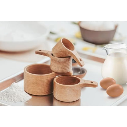 Wooden Measuring Cups and Spoons Set, 10 Piece, Handcrafted | Measuring Cup with Tablespoon Teaspoon Measuring Spoons, For Dry Ingredients, Natural Beech Wood, For Cooking Baking - style: A - 10pcs Measuring cups and spoons