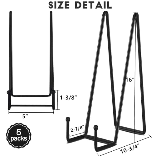 IBosins 5-Pack 16-Inch Plate Holder Display Stands Black Metal Frame Stand - color: Black, size: 16 Inch
