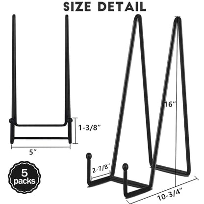 IBosins 5-Pack 16-Inch Plate Holder Display Stands Black Metal Frame Stand - color: Black, size: 16 Inch