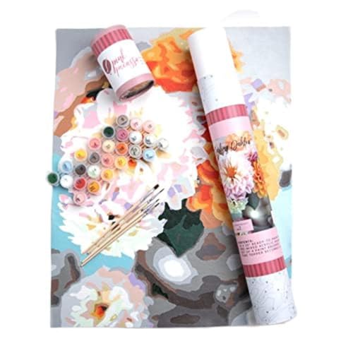 Pink Picasso Paint by Number Kit, for Adults & Teens,16x20, Darling Dahlia | Botanical Floral Collection, Acrylic Paints and Brushes included, Pre-printed high quality canvas, DIY art kit, Gift-ready - color: Darling Dahlia