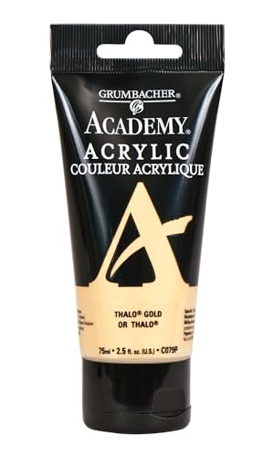 Grumbacher Academy Acrylic Paint, Gloss, 75ml/2.5 Ounce Plastic Tube, Thalo Gold (C079P) - color: Thalo Gold, size: 2.5 Ounce (Pack of 1)