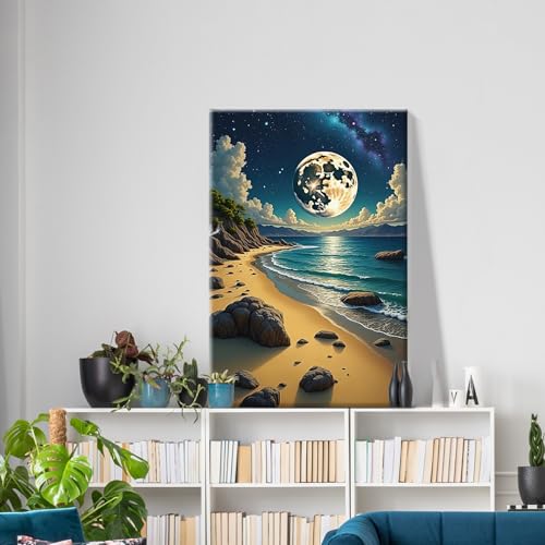 ATDMS Moon Paint by Numbers Kit for Adults with Frame 8x12 Inch - color: Moon 272