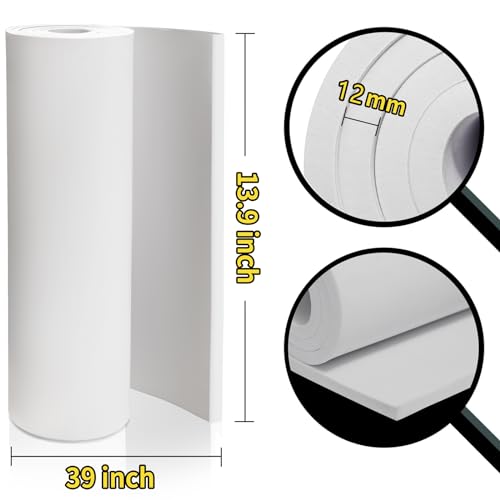 12mm Thick White Foam roll, Premium Cosplay EVA Foam Sheet,13.9"x39",High Density 86kg/m3 for Halloween Cosplay Costume, Crafts, DIY Projects by MEARCOOH - color: White, size: Thickness-12mm