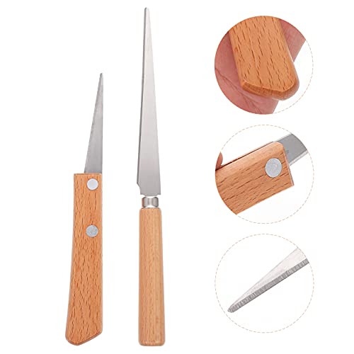 Healifty Clay Fettling Knife Set 2-Piece Wooden Handle Carving Tools for Pottery Sculpting Modeling Wax Carving Craft Cutter Tool for Ceramics and DIY Projects 8.26In