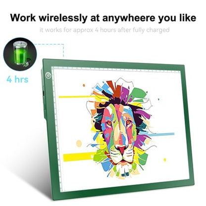 Rechargeable Tracing Light Box, LED Drawing Board for Kids Birthday Gift - color: GREEN, size: 10" x 15"