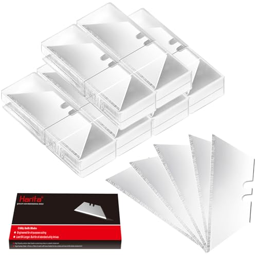 Harita 90 pcs Utility Knife Blades, SK5 Steel Box Cutter Blade with Storage Case, Standard Razor Blades for Box Cutter Utility Knife Replacement, Sharper Refilled Knife Blades - color: Silver, size: 90 Pack