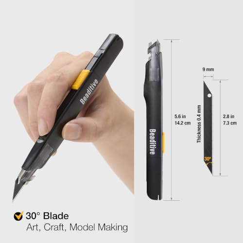 High Precision Detail Craft Knife with 10 Blades - 30 Degree Blade Utility Knife - Art, Craft, Model Making (1 Black Knife, 10 Black Blades) - style: 1 Black Knife, 10 Black Blades