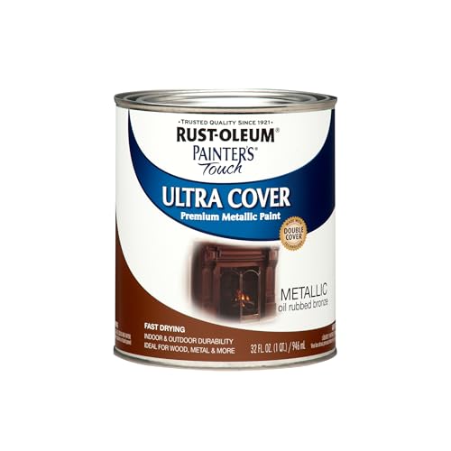 Rust-Oleum Painter's Touch Latex Brush-On Paint, Metallic Oil-Rubbed Bronze | Interior/Exterior Durability, Multi Surface (Metal, Wood and More), Fast Dry, Chip and Fade Resistant, Quart
