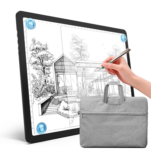 Heanolier A4 Tracing Light Box with Bag,Super Bright Magnetic Light pad with Side Physical Buttons, Adjustable(2200-11000Lux) Corded Light Table for Tattoo,Drawing,Light Board for Diamond Painting - color: Black, size: A4 with Bag