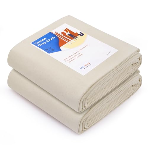 REDIBLUE Canvas Drop Cloth 4 x 12 feet (Pack of 2) - Highly Absorbent Seamless Cotton Fabric, Multipurpose Protection for Floor, Carpet, Furniture, Indoor, Painting & Outdoor Use, 8oz - size: 4 x 12 Feet (Pack of 2)