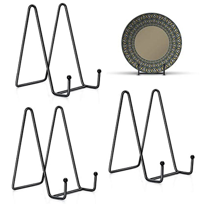 Kruodop 3 Pack 6 Inch Plate Stands for Display, Plate Holder Display Stand, Picture Frame Stand Black Metal Frame Holder Stands for Book,Small Easel,Decorative Plate,Photo and Platter,Tabletop Art