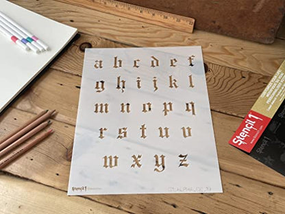 Stencil1 Old English Font Stencil 1" Alphabet Letters Painting Craft - size: 1" Letters