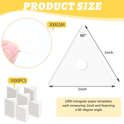 1000 PCS 1" Equilateral Triangle Paper Piecing Templates, Quilting Templates Accessories for DIY Patchwork Crafts and Sewing Supplies﻿ - size: 1 Inch-1000pcs Equilateral Triangle