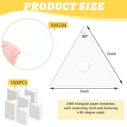 1000 PCS 1" Equilateral Triangle Paper Piecing Templates, Quilting Templates Accessories for DIY Patchwork Crafts and Sewing Supplies﻿ - size: 1 Inch-1000pcs Equilateral Triangle