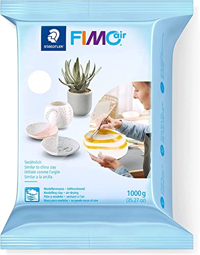 FIMO Air Modelling Clay Air-Drying Clay in White (1 x 1000 g + 1 x 250 g), Ready to Use, Comfortable Feel, No Burning Required, Does Not Stick, Minimum 95% Natural Raw Materials - size: 1.250g
