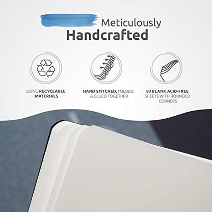 ZenART B6 (5x7) Travel Artist Small Sketchbook/Drawing Book - 120GSM 160P | Lay Flat, Soft Cover, Pocket, Strap, Acid-Free Mini Drawing Notebook - Art Sketch Book for Drawing, Dry & Light Wet Media - color: B6 Spotty Leather 120gsm, size: B6 (5" x 7")