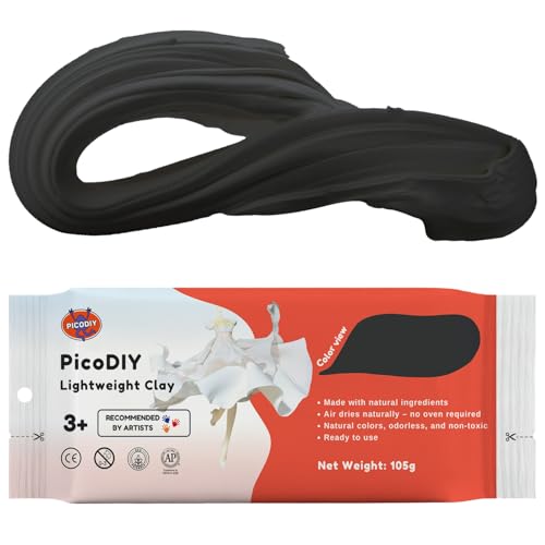 Air Dry Clay Lightweight, Flexible Modeling Clay for Adults Arts and Crafts | Professional & Moldable, Soft & No-Stick, Polymer Clay for Sculpting, Molding,Anime Figures,Making Costumes,DIY Projects - color: Black