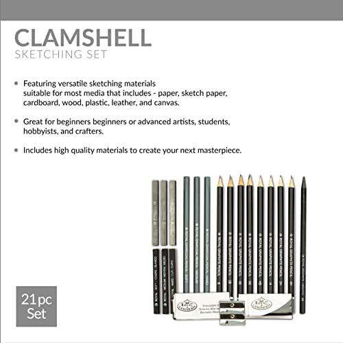 Royal & Langnickel RART-200 Essentials Sketching Pencil Set, 21-Piece - color: Multicoloured