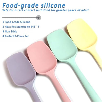 4 PCS,7.8Inch Silicone Spatulas Rubber Spatula Small Spatula Baking Mini Spatula Mixing Tool for Nonstick Cookware (4 colors) - color: 4 colors