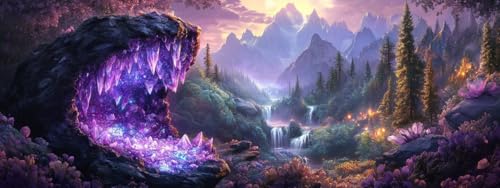 Bimkole Large Diamond Art Kits for Adults Mountain Landscape, Full Drill 5D DIY Rhinestone Embroidery Set Paint with Diamonds Art by Number Kits Cross Stitch Home Wall Craft Decoration 31.5x11.81 Inch - color: Big-Crystal