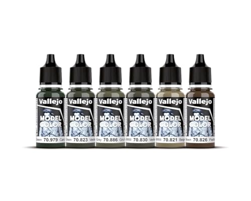 Vallejo - WWII German Infantry Model Color Paint Set | Historic Military Shades | Brush & Airbrush Compatible Acrylic Colors | Pro Modeler Collection | 6 bottles x 18 ml. (0.6 fl.oz) - style: WWII German Infantry
