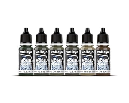 Vallejo - WWII German Infantry Model Color Paint Set | Historic Military Shades | Brush & Airbrush Compatible Acrylic Colors | Pro Modeler Collection | 6 bottles x 18 ml. (0.6 fl.oz) - style: WWII German Infantry