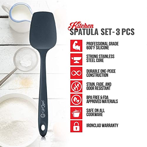 UpGood Silicone Spatula Set 600°F - High Heat Resistant Nonstick, Small and Large Kitchen Spatulas - Flexible BPA Free Professional Grade Cookware - Utensils for Cooking, Baking, Mixing(3 Pcs, Grey) - color: Gray, size: 3 Piece Set