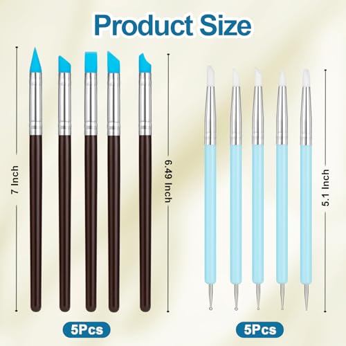 Amrules 10 Pcs Clay Sculpting Tools Kit with Silicone Tips - color: Blue-Silicone-10Pcs