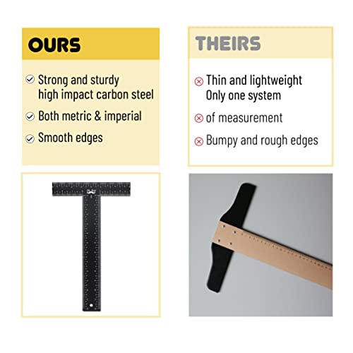 Mr. Pen - T Square, T Ruler, 12 inch Metal Ruler, T Square Ruler | Drafting Tools, Architect Ruler, Set Square, Drafting Ruler, Tsquare, Truler, Architectural Triangle, Tee Ruler, L Square - size: 12 inch