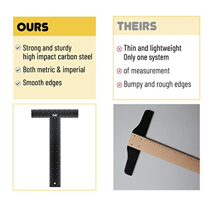 Mr. Pen - T Square, T Ruler, 12 inch Metal Ruler, T Square Ruler | Drafting Tools, Architect Ruler, Set Square, Drafting Ruler, Tsquare, Truler, Architectural Triangle, Tee Ruler, L Square - size: 12 inch
