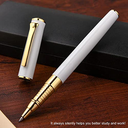 YIVONKA Luxury Ballpoint Pen Black Refill Line width 0.5mm,Best Office Pen Gift for Men & Women Professional Executive,Nice BallPens Classy Gift Box (White) - color: White