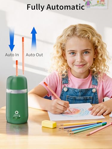 JARLINK Automatic Electric Pencil Sharpener, Rechargeable - color: Green