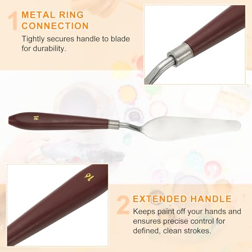 HARFINGTON 2pcs Palette Knife Painting Tool 3.74" x 1.1" Stainless Steel Art Spatula Pallet Knives Scrapers Tools with Plastic Handle for Acrylic Oil Canvas Mixing Spreading, Red/Silver - size: 3.74" x 1.1"